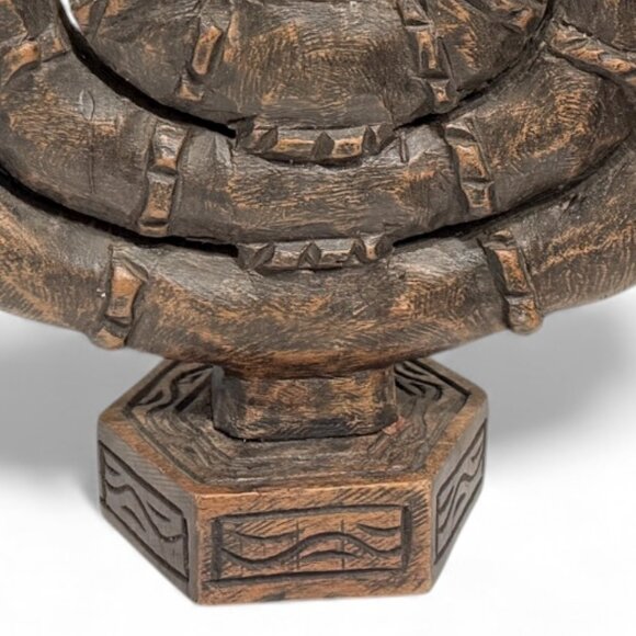 Vintage Large Carved Wood 7 Branch Menorah/Candelabra Signed - Picture 17 of 17